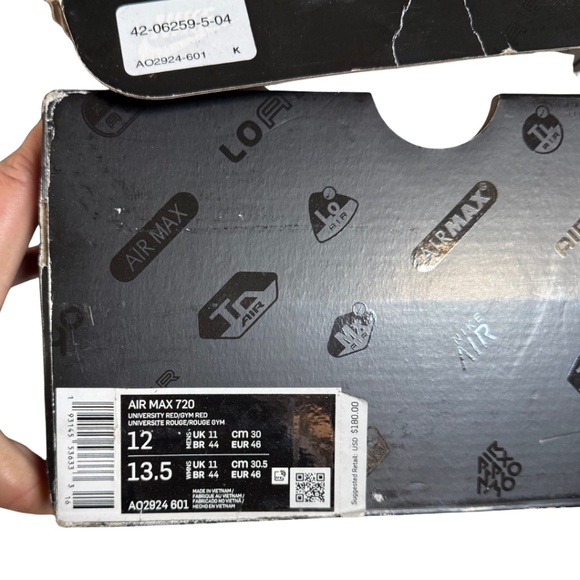 Nike Air Max 720 University Red/Gym Red Men’s Size 12 - Picture 5 of 8